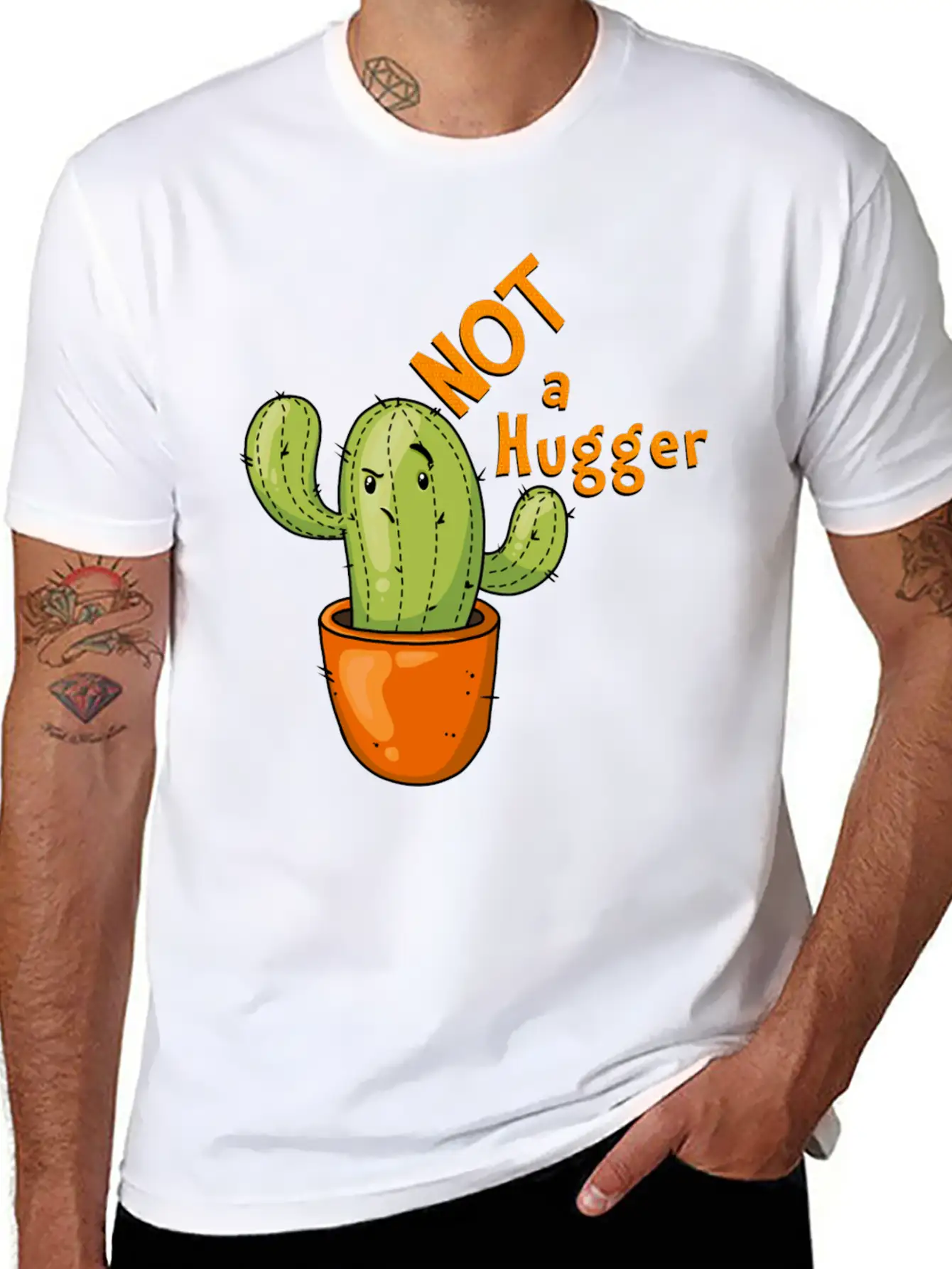 Not A Hugger Kawaii Cactus Breathable Soft Cotton T-Shirt – Timeless Casual Look