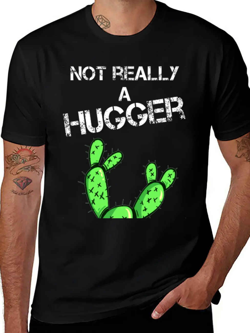 Not Really A Hugger, Cactus Timeless Short Sleeve Tee – Comfy And Minimalist Design
