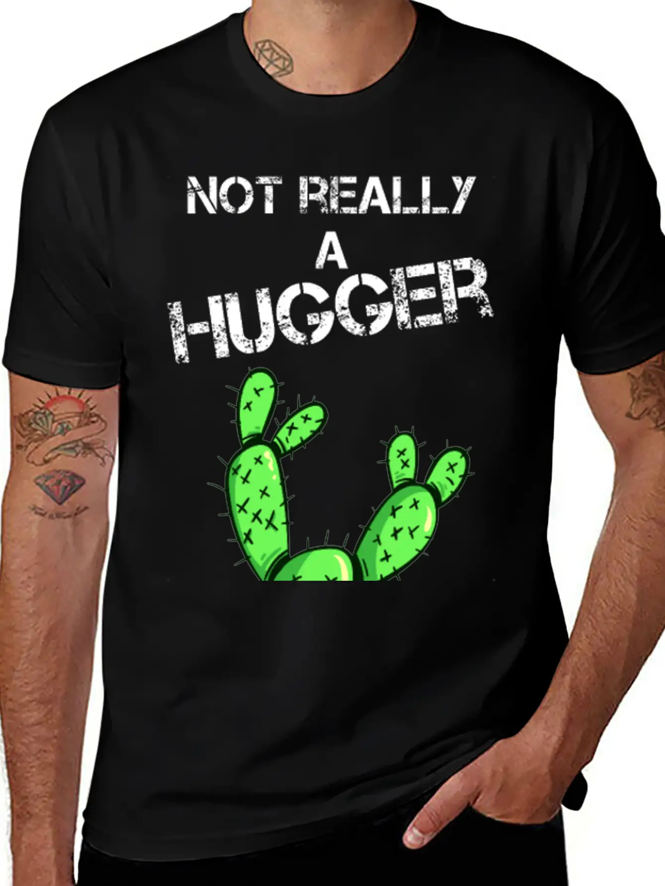 Not Really A Hugger, Cactus Timeless Short Sleeve Tee – Comfy And Minimalist Design