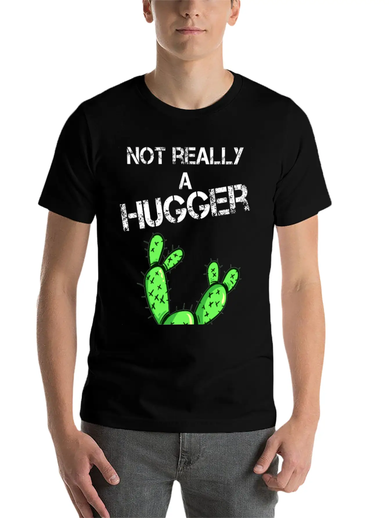 Not Really A Hugger, Cactus Timeless Short Sleeve Tee – Comfy And Minimalist Design