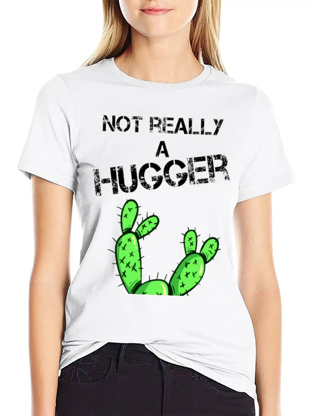 Not Really A Hugger, Cactus Timeless Short Sleeve Tee – Comfy And Minimalist Design