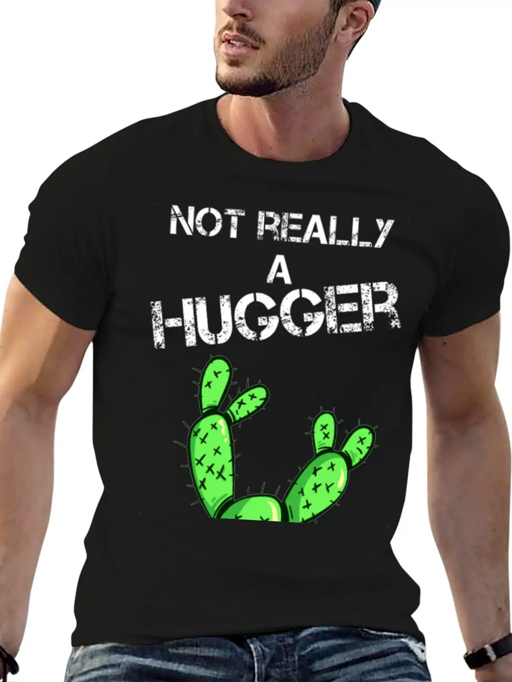 Not Really A Hugger, Cactus Timeless Short Sleeve Tee – Comfy And Minimalist Design
