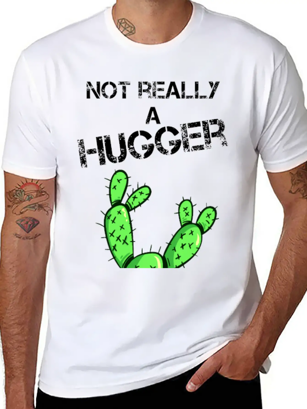 Not Really A Hugger, Cactus Timeless Short Sleeve Tee – Comfy And Minimalist Design