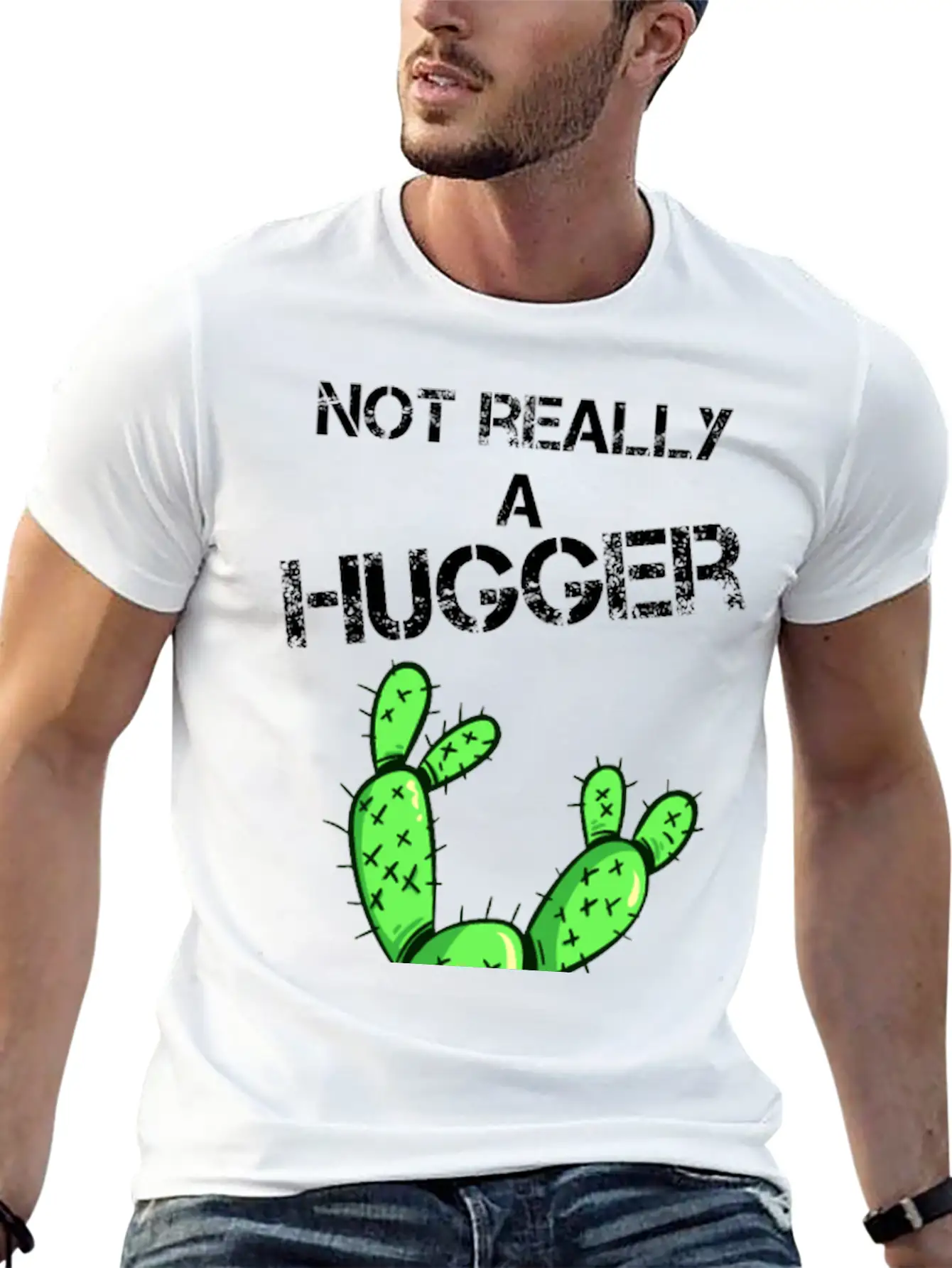 Not Really A Hugger, Cactus Timeless Short Sleeve Tee – Comfy And Minimalist Design