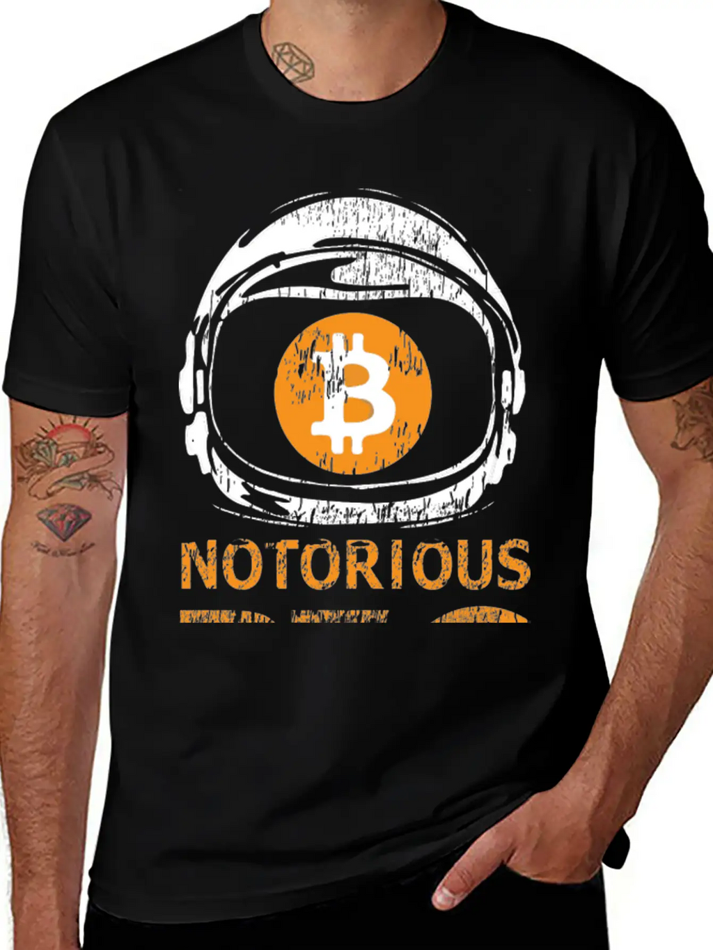 Notorious BTC Space Helmet With Bitcoin Symbol Classic Cotton Tee – Unisex Comfort For Any Season