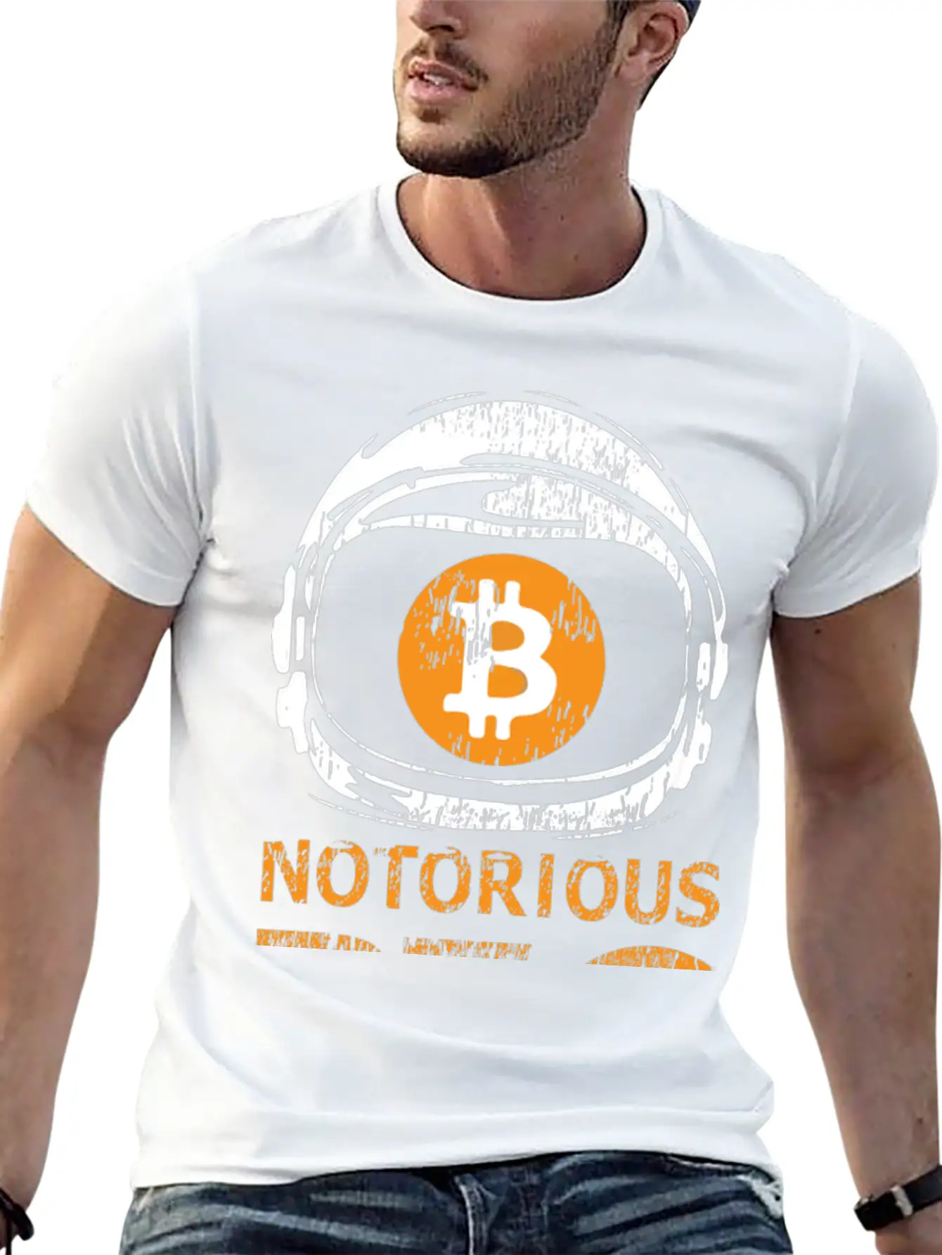 Notorious BTC Space Helmet With Bitcoin Symbol Classic Cotton Tee – Unisex Comfort For Any Season