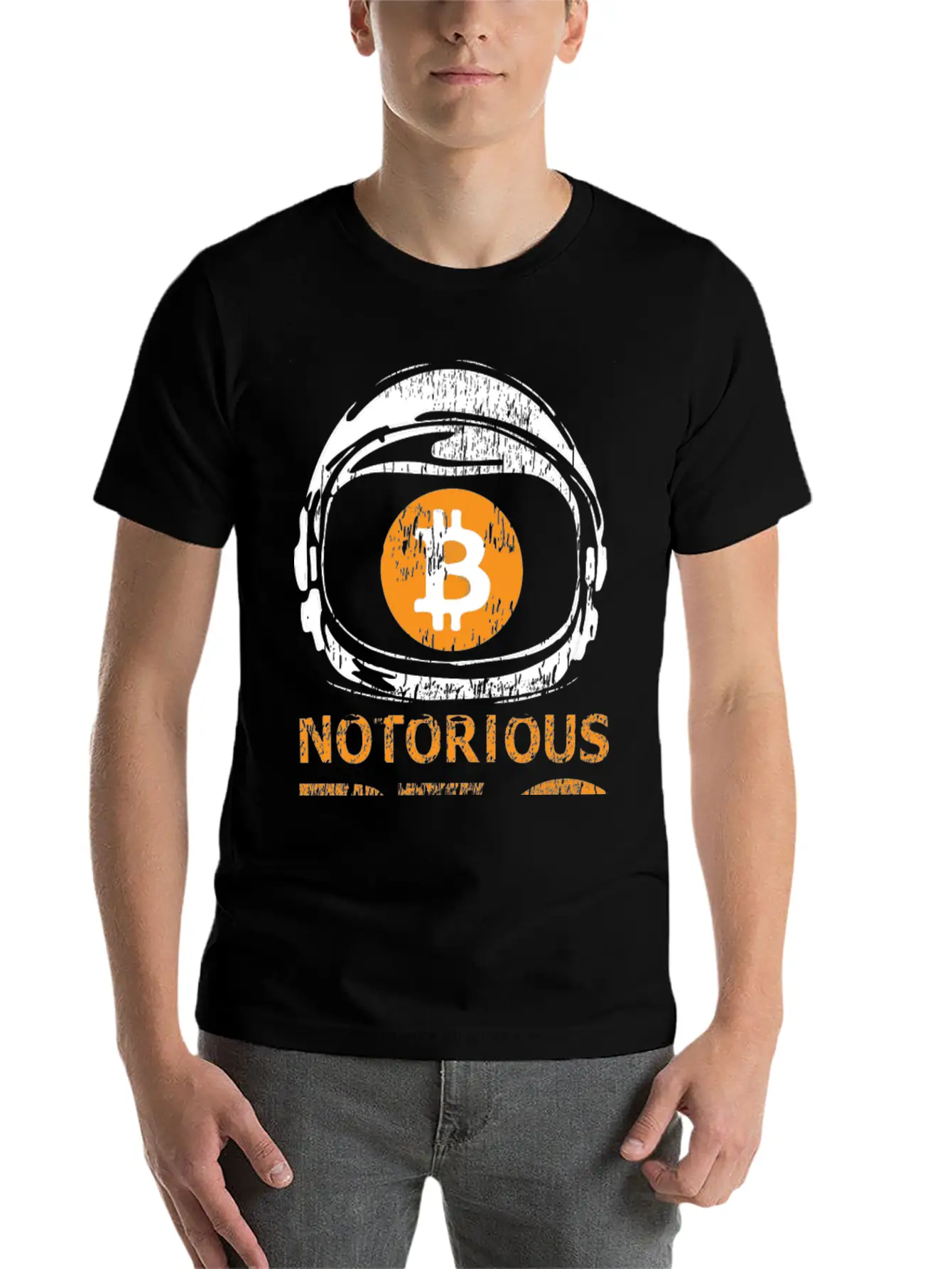 Notorious BTC Space Helmet With Bitcoin Symbol Classic Cotton Tee – Unisex Comfort For Any Season