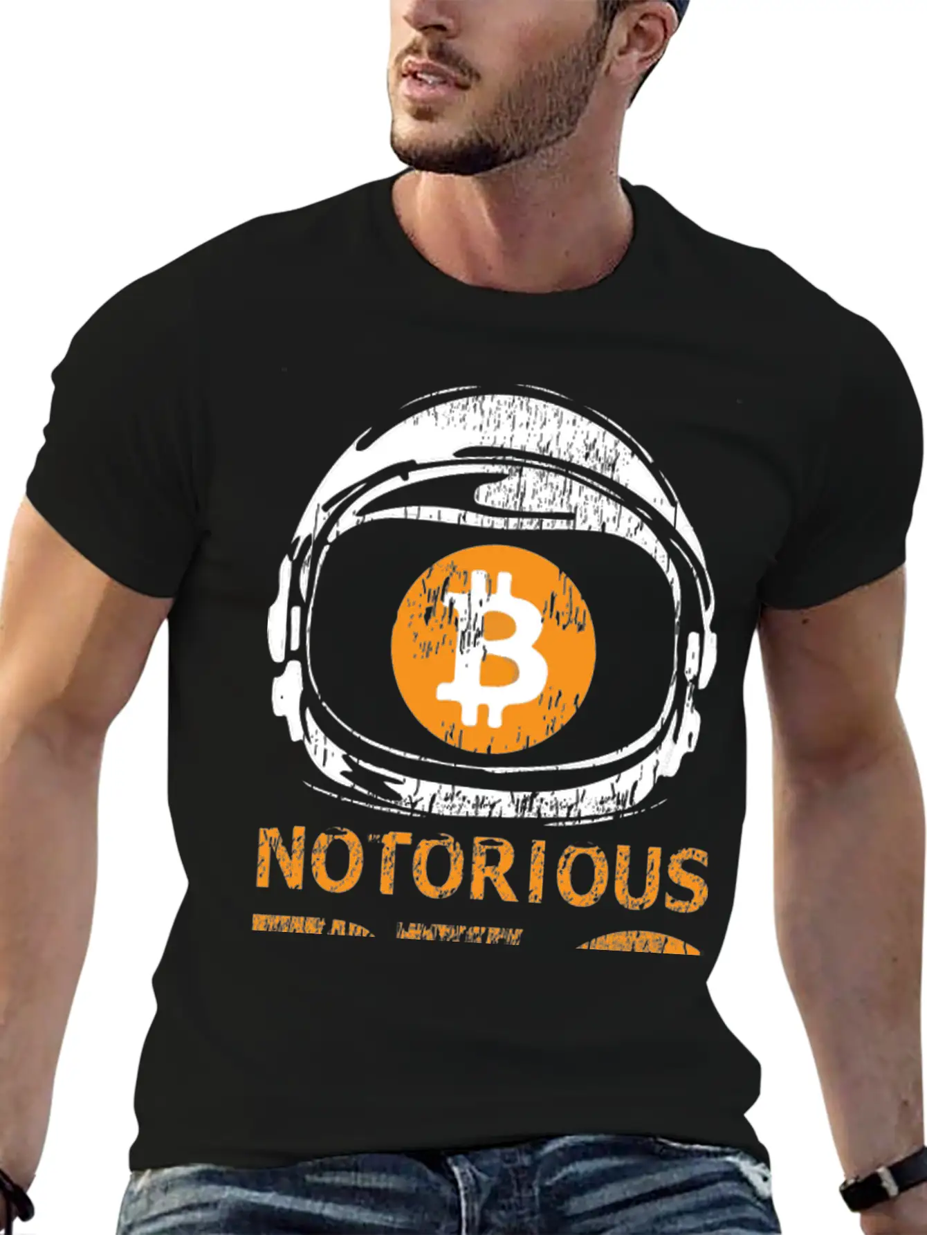 Notorious BTC Space Helmet With Bitcoin Symbol Classic Cotton Tee – Unisex Comfort For Any Season