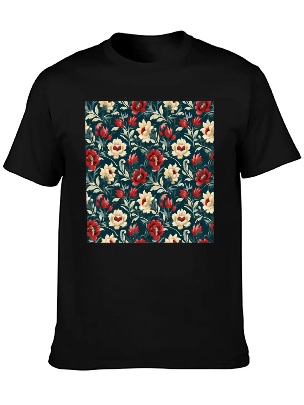 Nouveau Heritage: Baroque Flowers Wallpaper Classic Cotton Tee – Unisex Comfort For Any Season