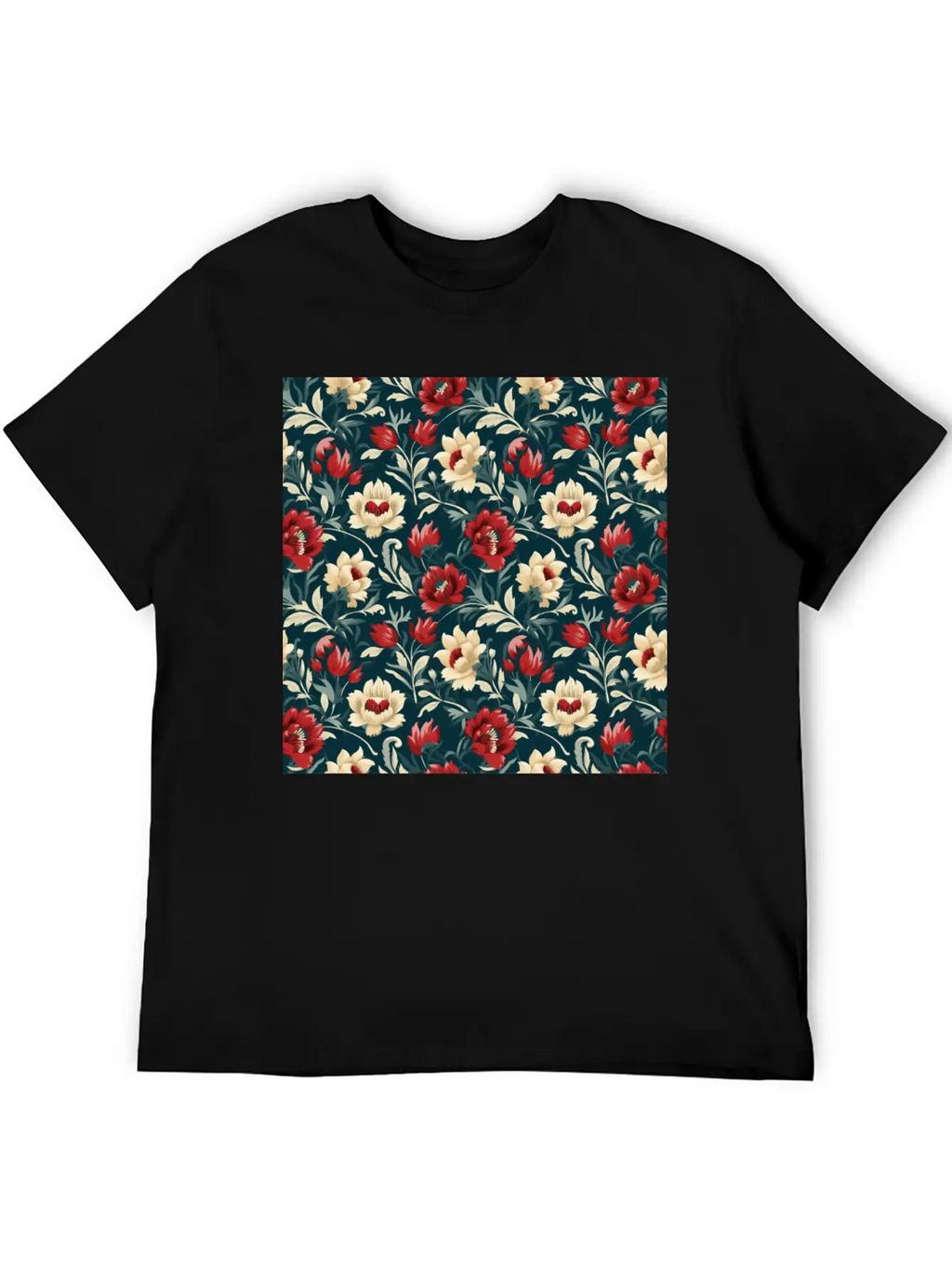 Nouveau Heritage: Baroque Flowers Wallpaper Classic Cotton Tee – Unisex Comfort For Any Season