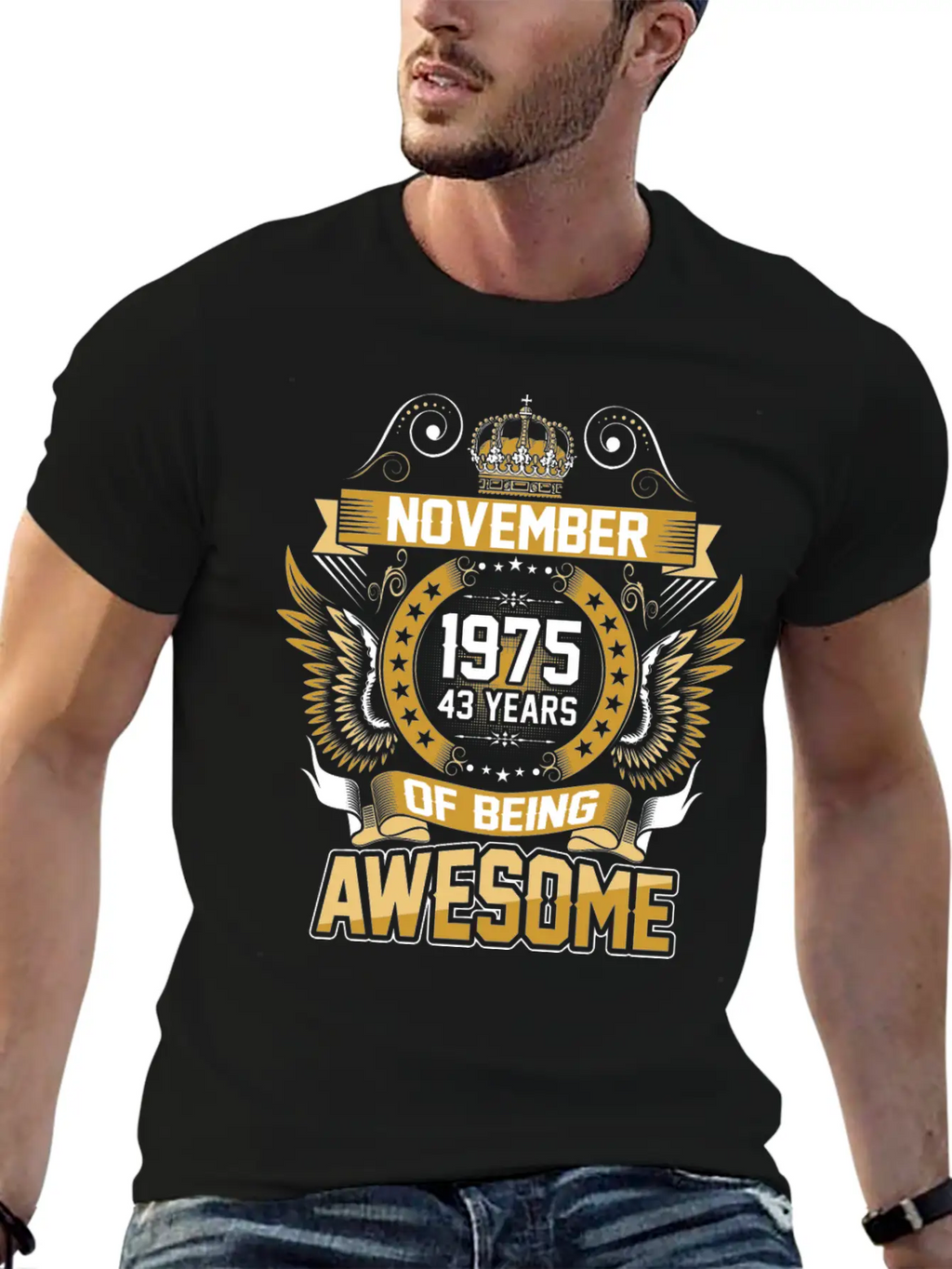 November 1975 43 Years Of Being Awesome Relaxed Everyday Tee – Lightweight And Durable Cotton