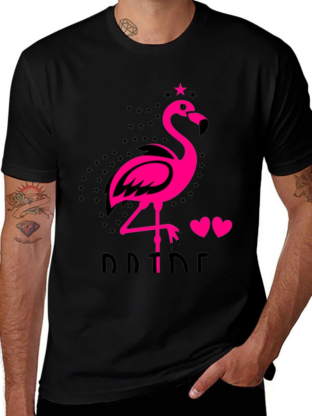 Flamingo Pride Graphic Tee - Mens Black T-Shirt