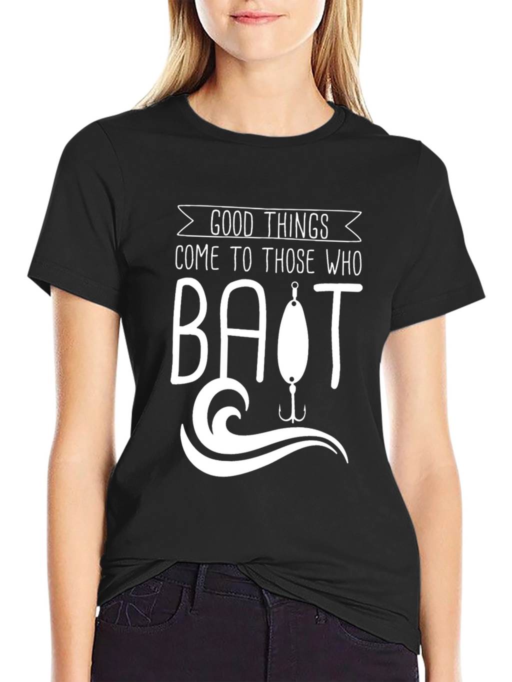 Good Things Bait Fishing Black Graphic T-Shirt