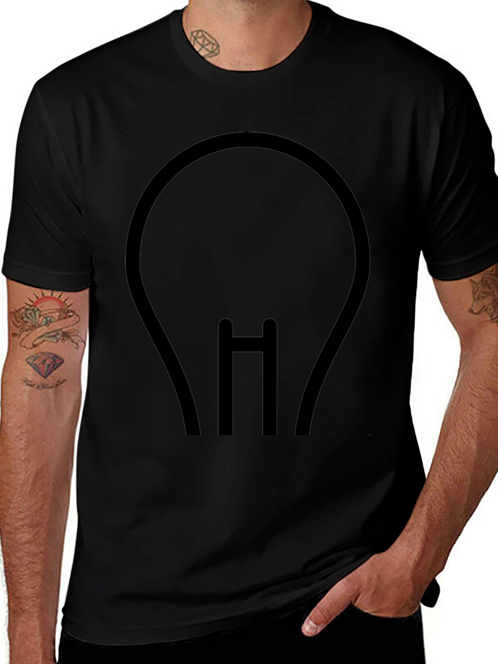 Minimalist Light Bulb Black T-Shirt