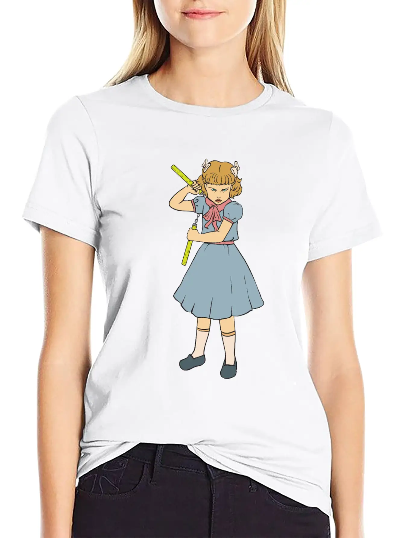 Nunchaku Girl - Clementine - Punk Goth Horror Fan Timeless Short Sleeve Tee – Comfy And Minimalist Design