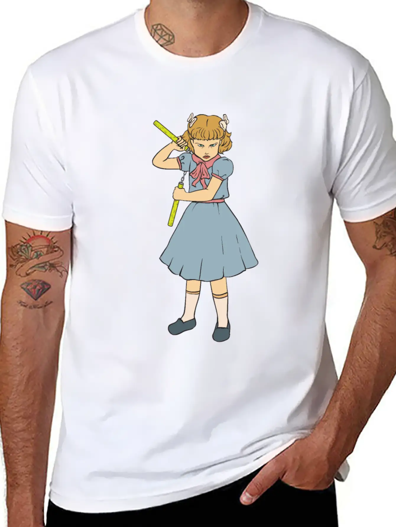 Nunchaku Girl - Clementine - Punk Goth Horror Fan Timeless Short Sleeve Tee – Comfy And Minimalist Design