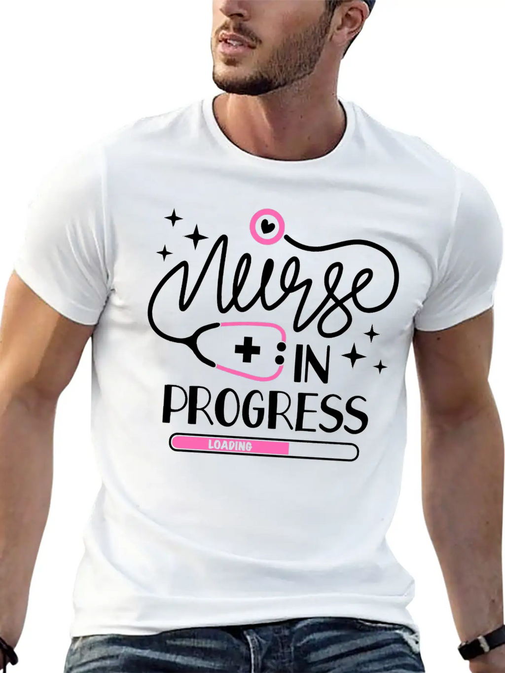 Nurse In Progress Future Nurse Life Nursing School Stylish Everyday T-Shirt – Unisex Basic Cotton Tee