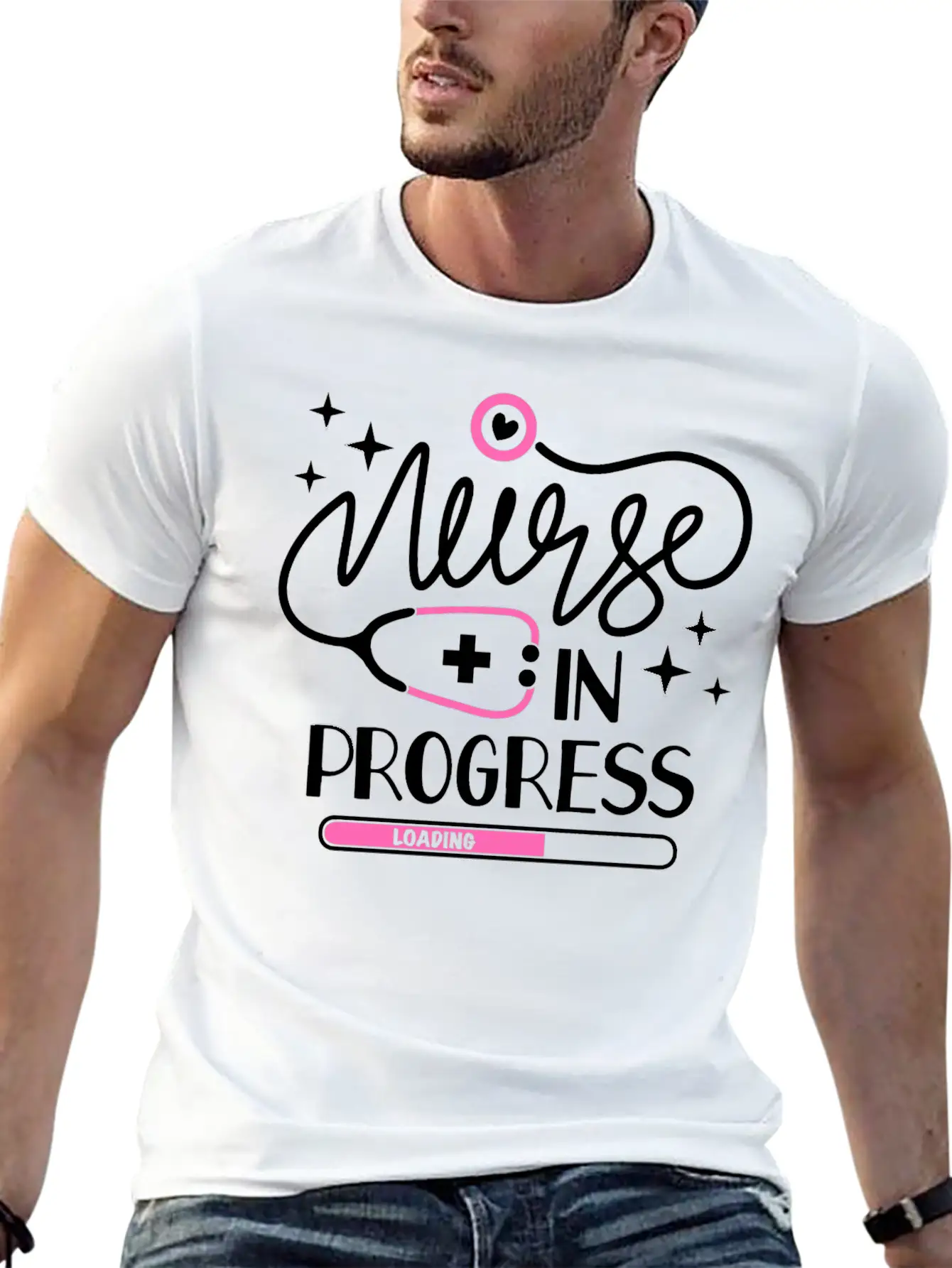 Nurse In Progress Future Nurse Life Nursing School Stylish Everyday T-Shirt – Unisex Basic Cotton Tee