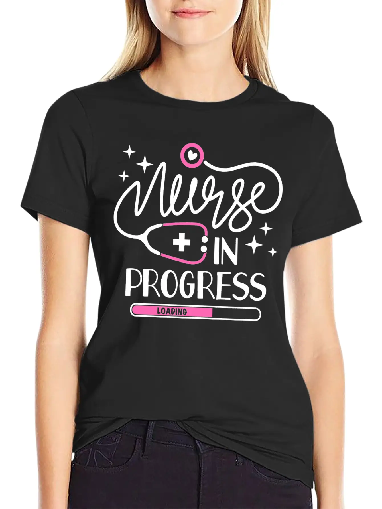 Nurse In Progress Future Nurse Life Nursing School Stylish Everyday T-Shirt – Unisex Basic Cotton Tee