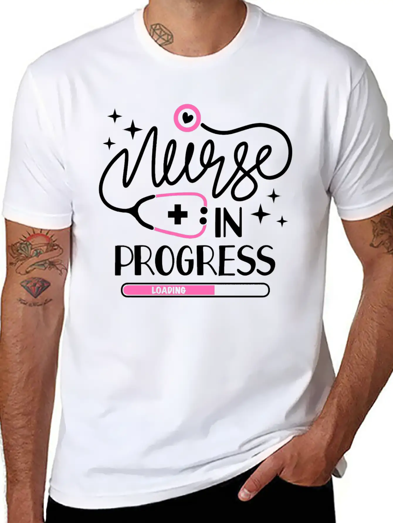 Nurse In Progress Future Nurse Life Nursing School Stylish Everyday T-Shirt – Unisex Basic Cotton Tee