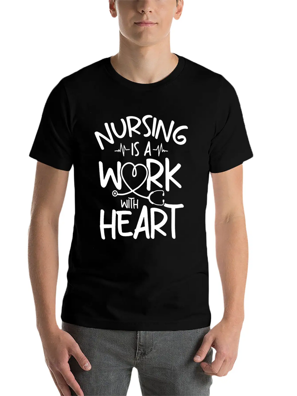Nursing Is A Work With Heart - Registered Nurse Breathable Soft Cotton T-Shirt – Timeless Casual Look