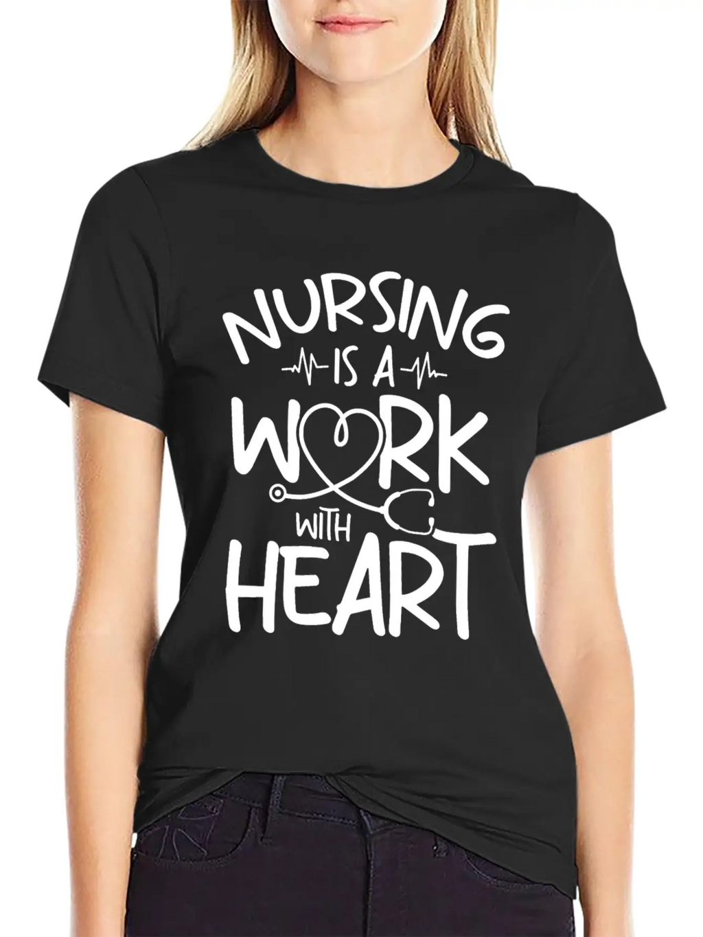 Nursing Is A Work With Heart - Registered Nurse Breathable Soft Cotton T-Shirt – Timeless Casual Look