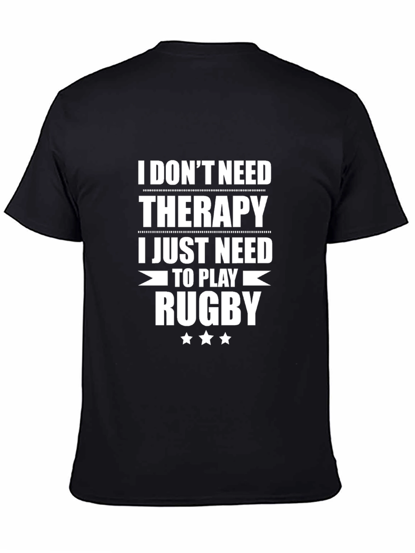 Rugby Therapy T-Shirt: Black Cotton Graphic Tee