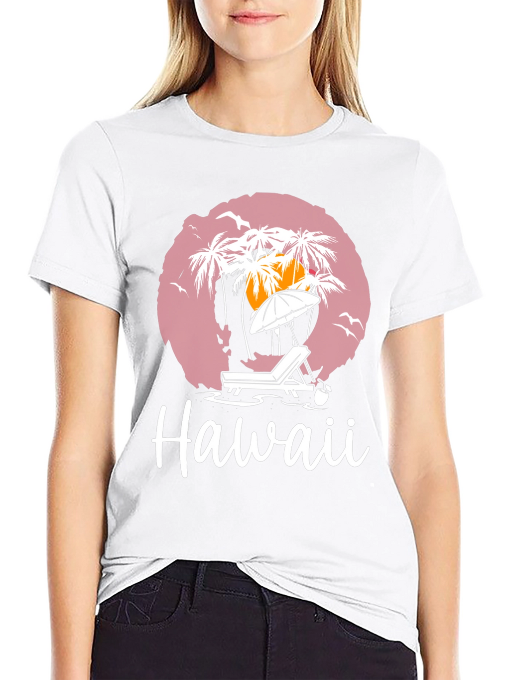 Hawaii Beach Scene Graphic T-Shirt