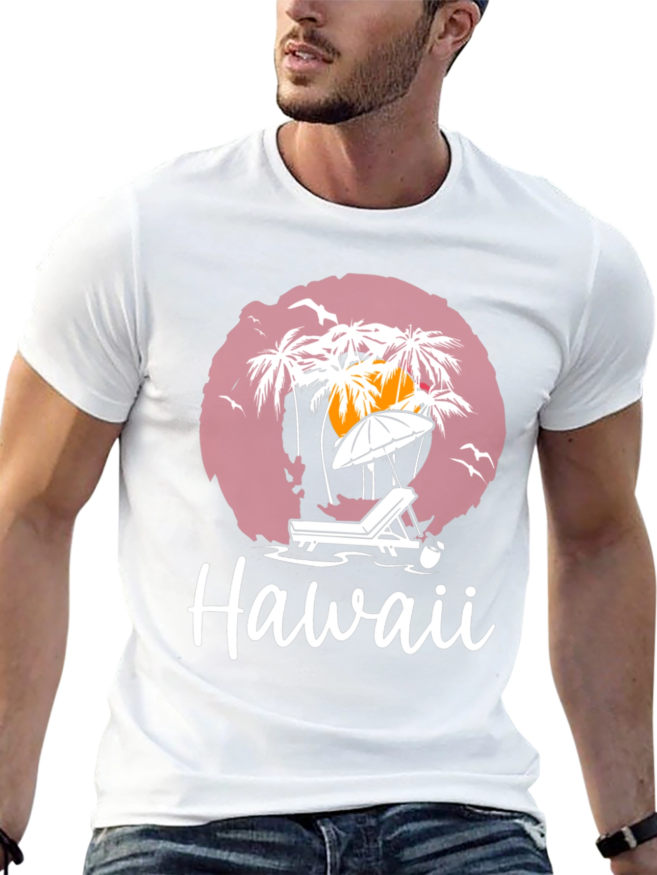 Hawaii Beach Scene Graphic T-Shirt