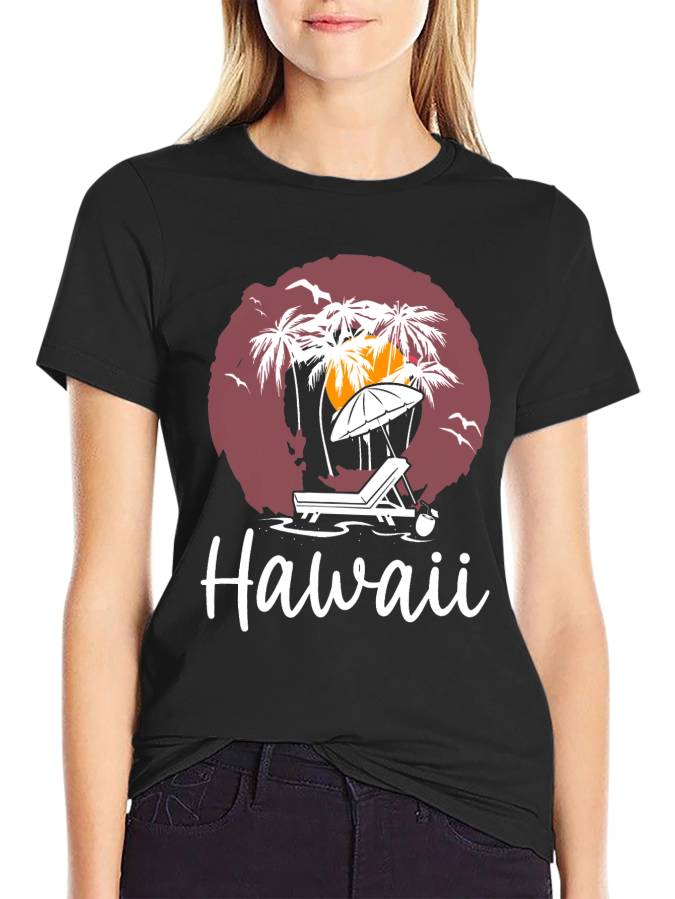 Hawaii Beach Scene Graphic T-Shirt