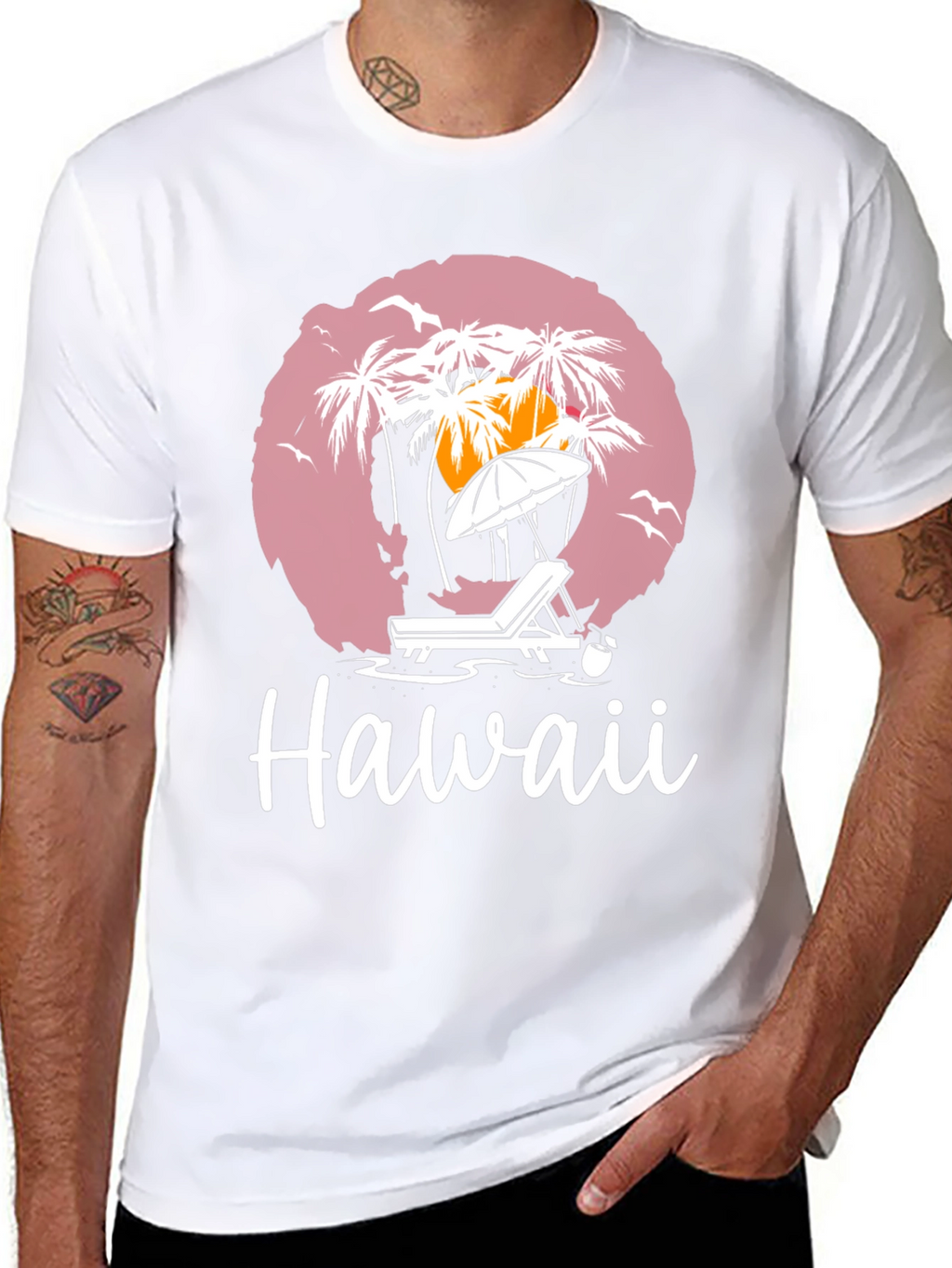 Hawaii Beach Scene Graphic T-Shirt