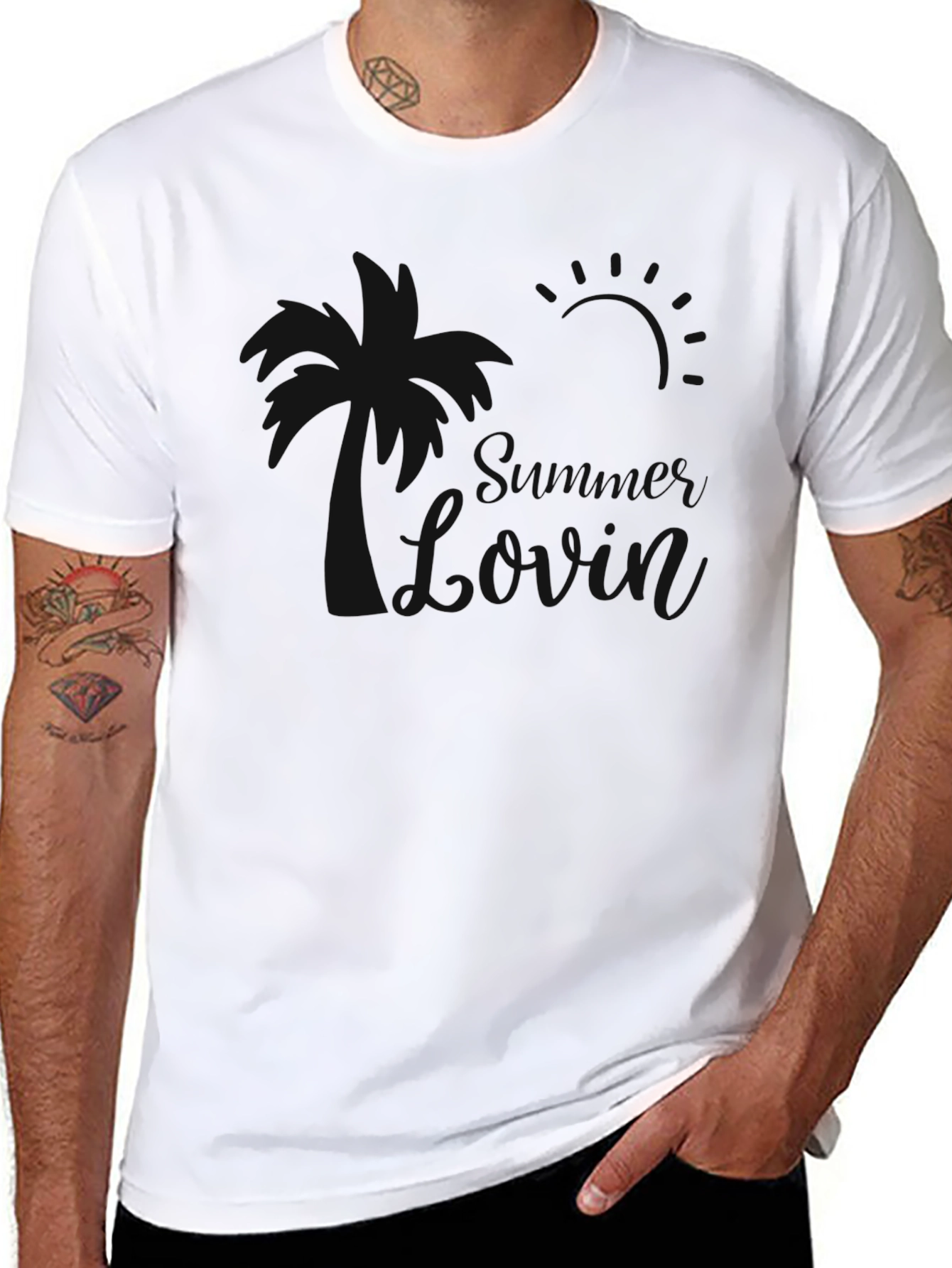 Mens Black Short Sleeve Casual T-Shirt