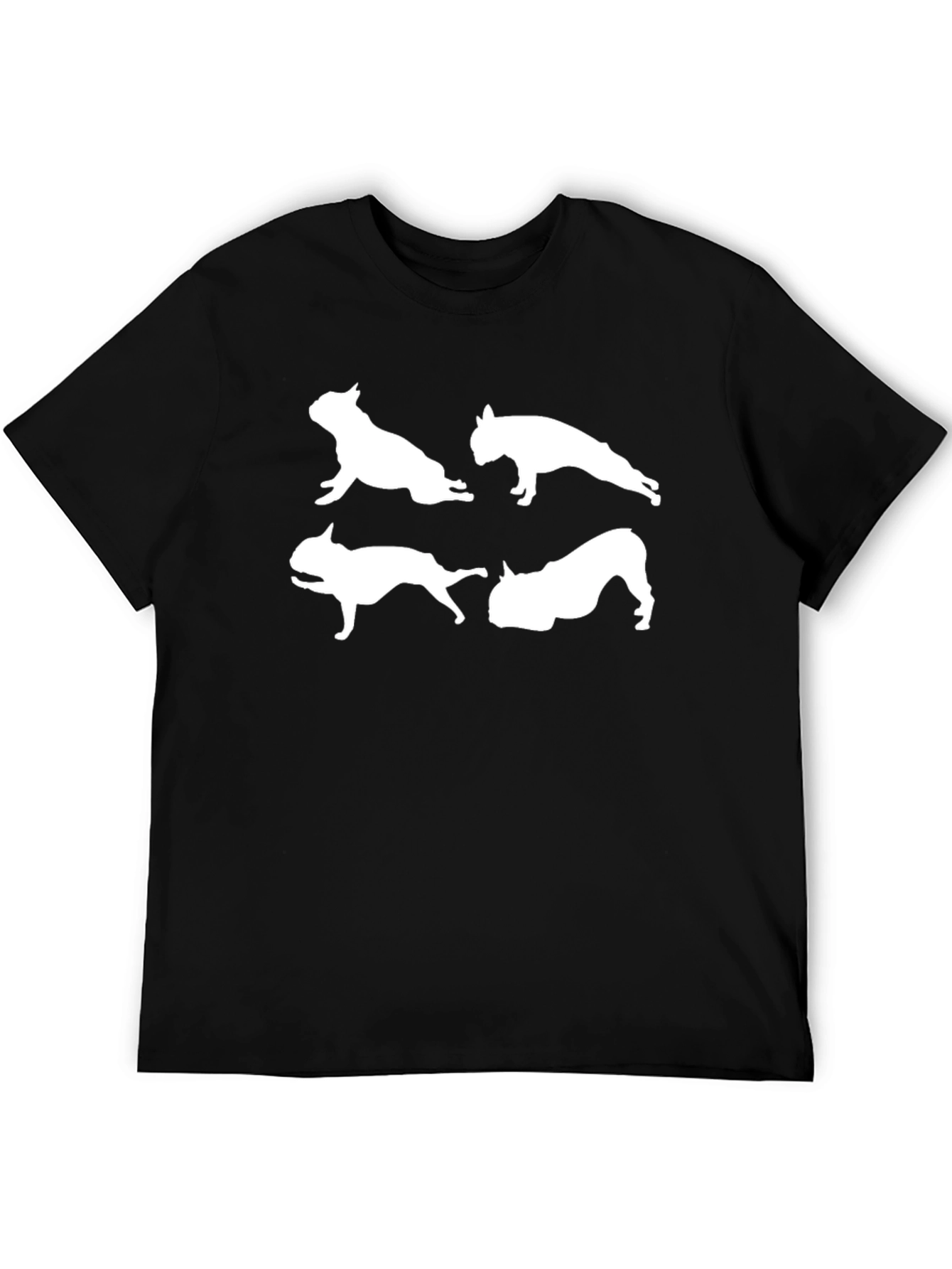 Dog Silhouette Graphic Tee - Black Crew Neck Shirt