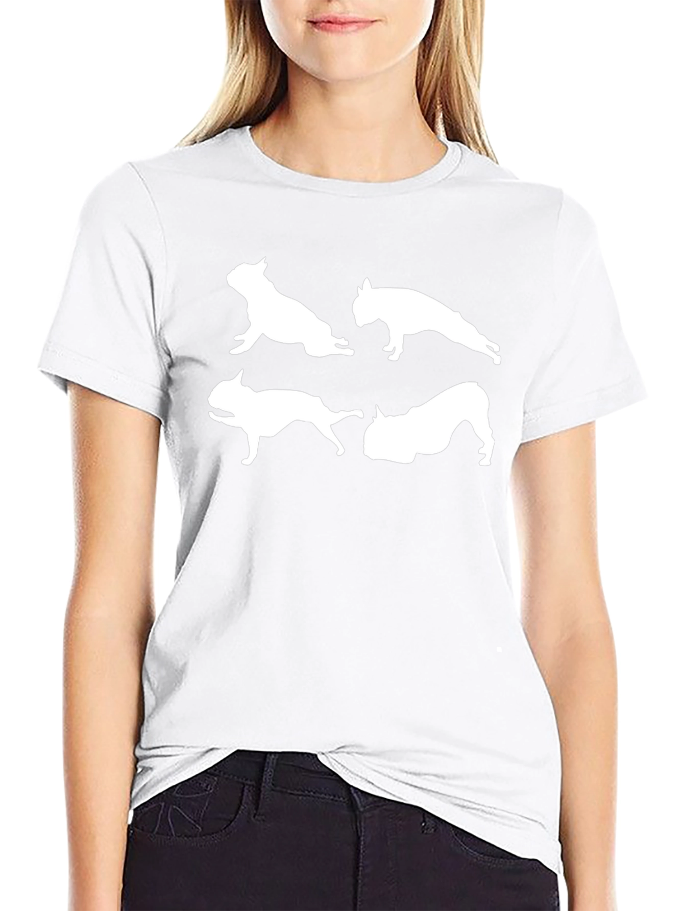 Dog Silhouette Graphic Tee - Black Crew Neck Shirt
