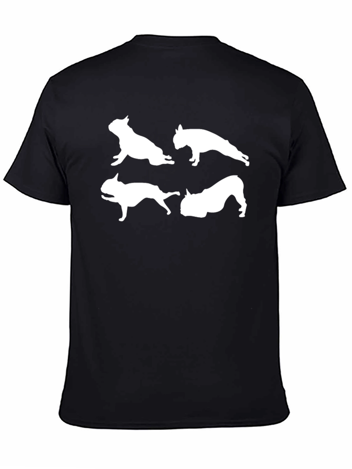 Dog Silhouette Graphic Tee - Black Crew Neck Shirt