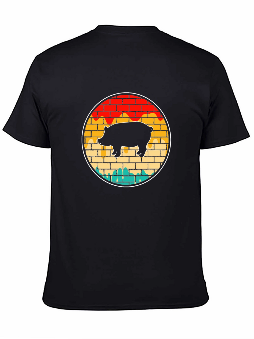 Retro Pig Brick Wall Graphic Tee