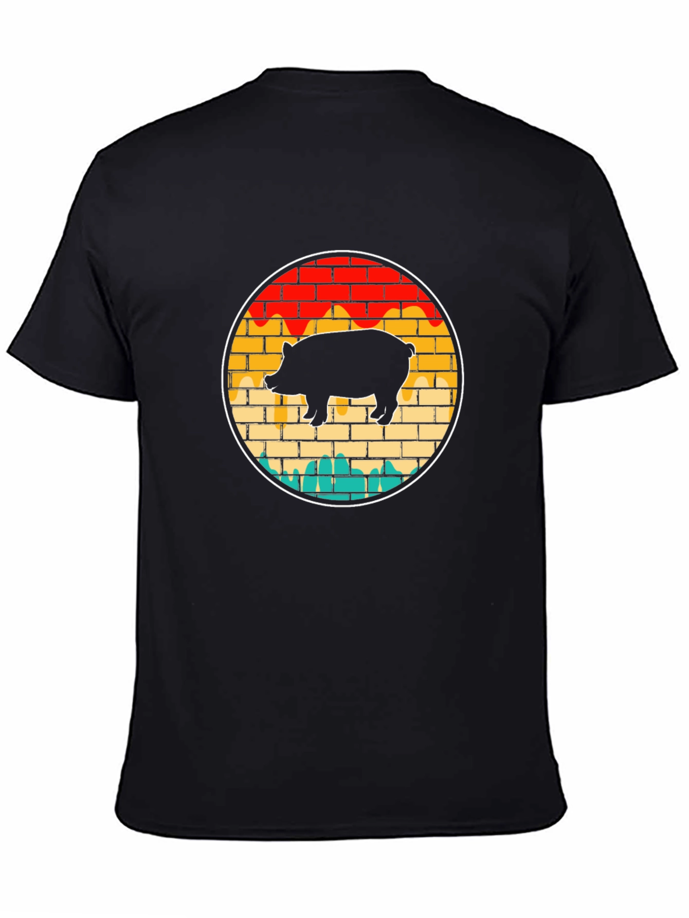 Retro Pig Brick Wall Graphic Tee