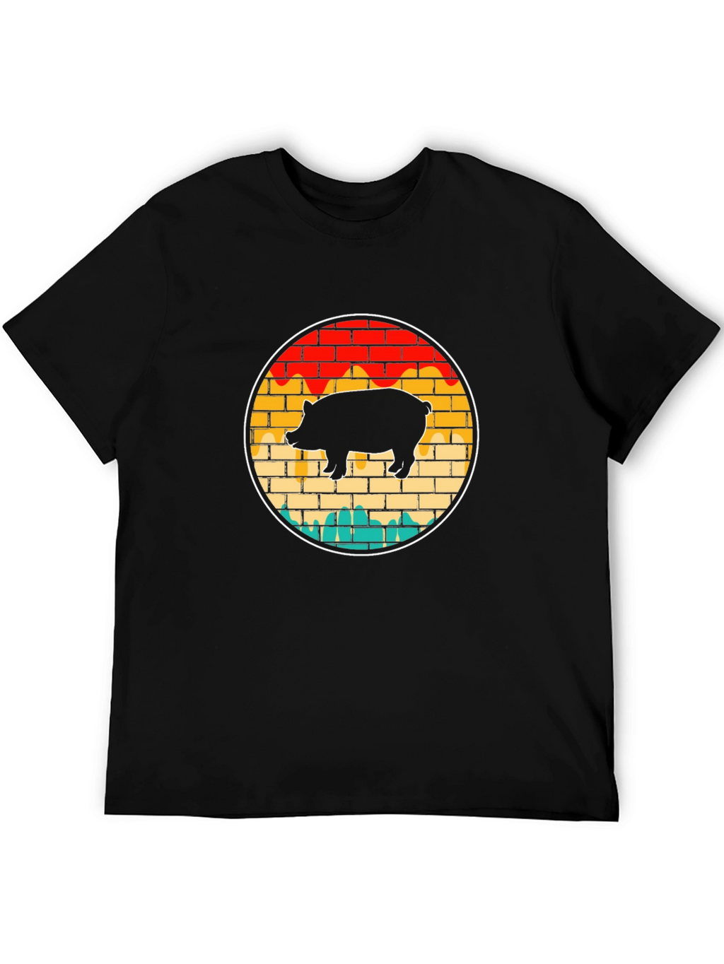 Retro Pig Brick Wall Graphic Tee