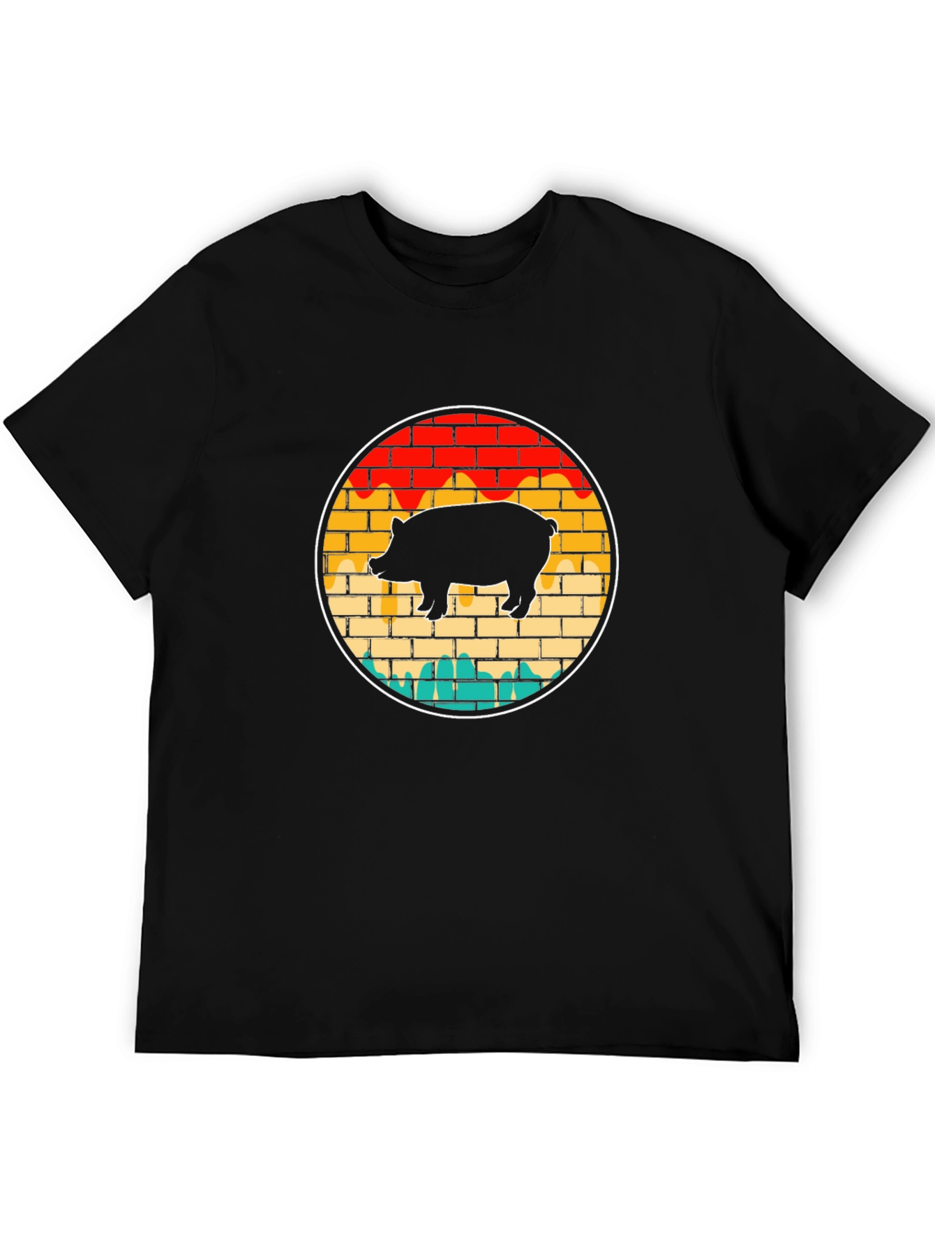 Retro Pig Brick Wall Graphic Tee