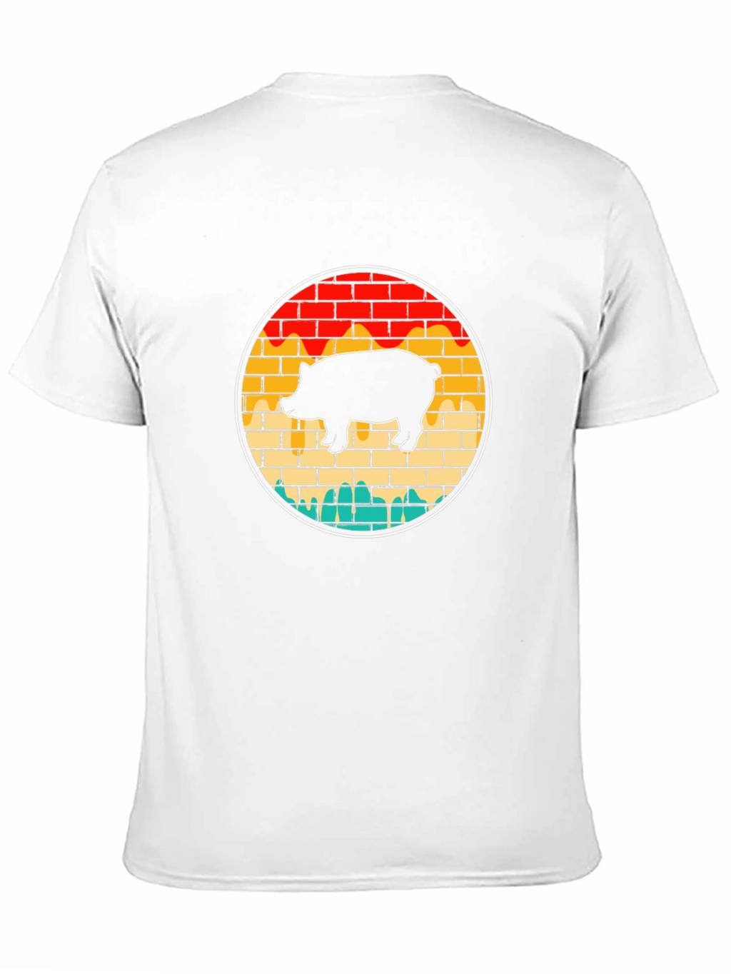 Retro Pig Brick Wall Graphic Tee