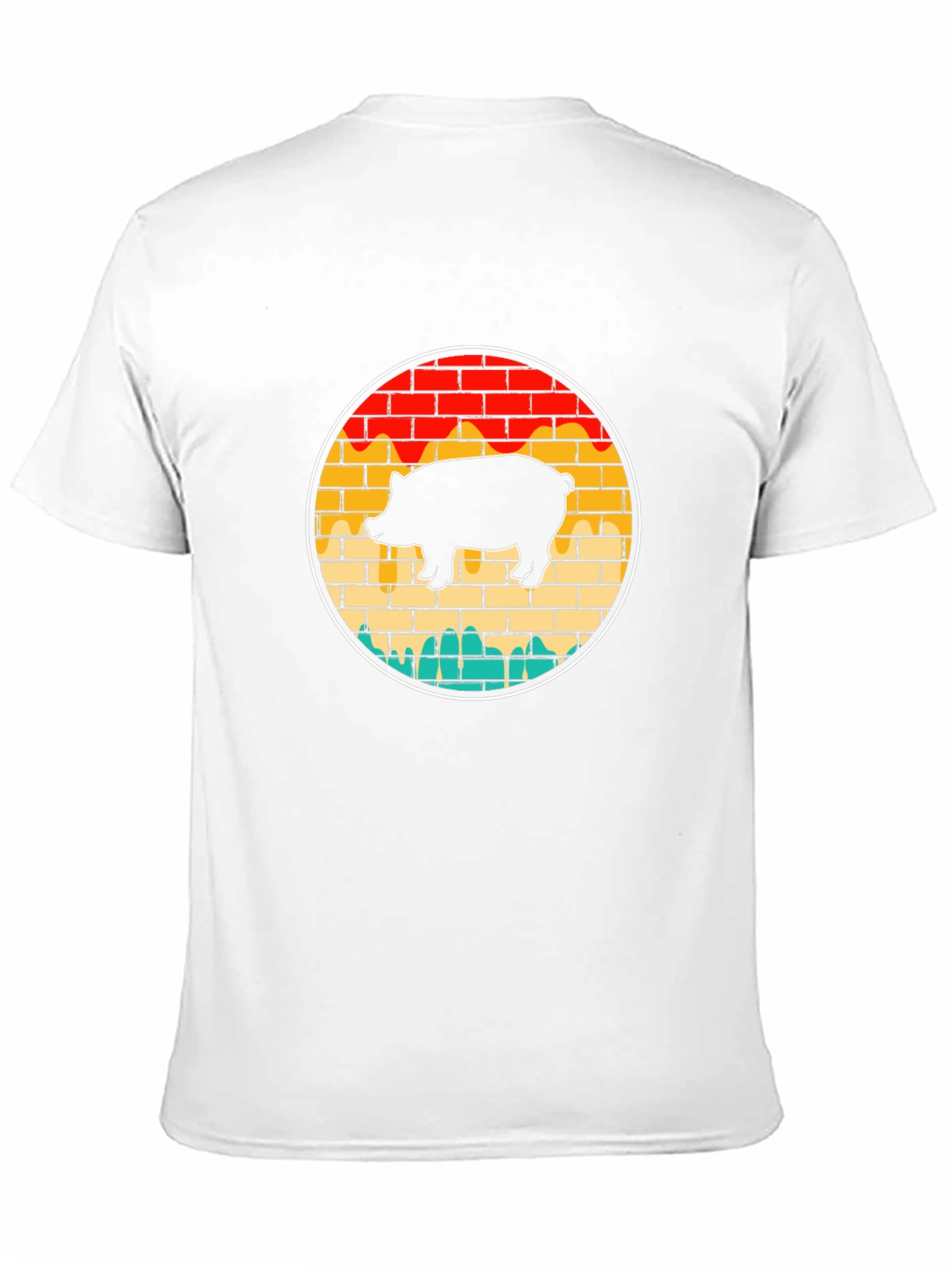 Retro Pig Brick Wall Graphic Tee