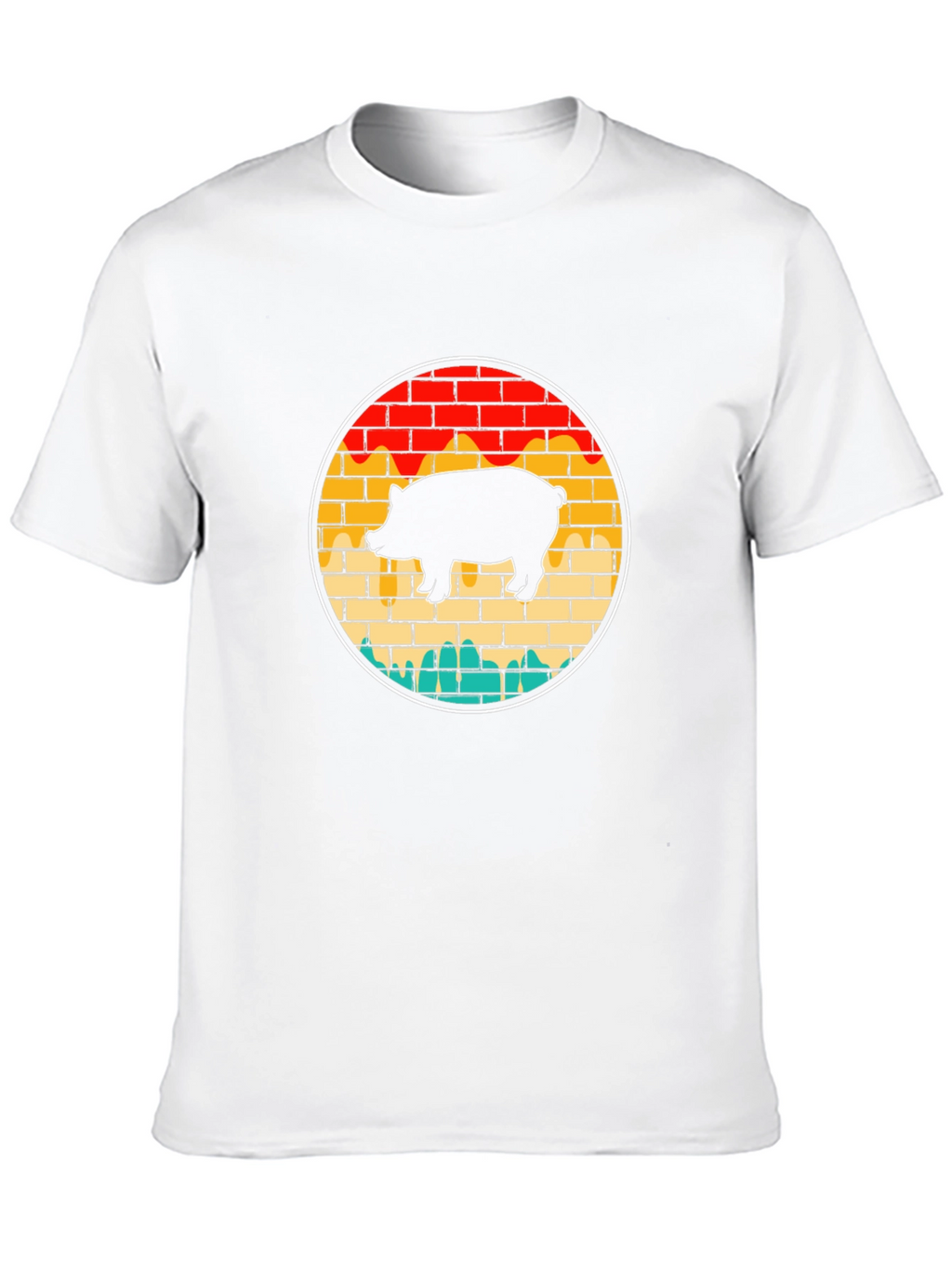 Retro Pig Brick Wall Graphic Tee