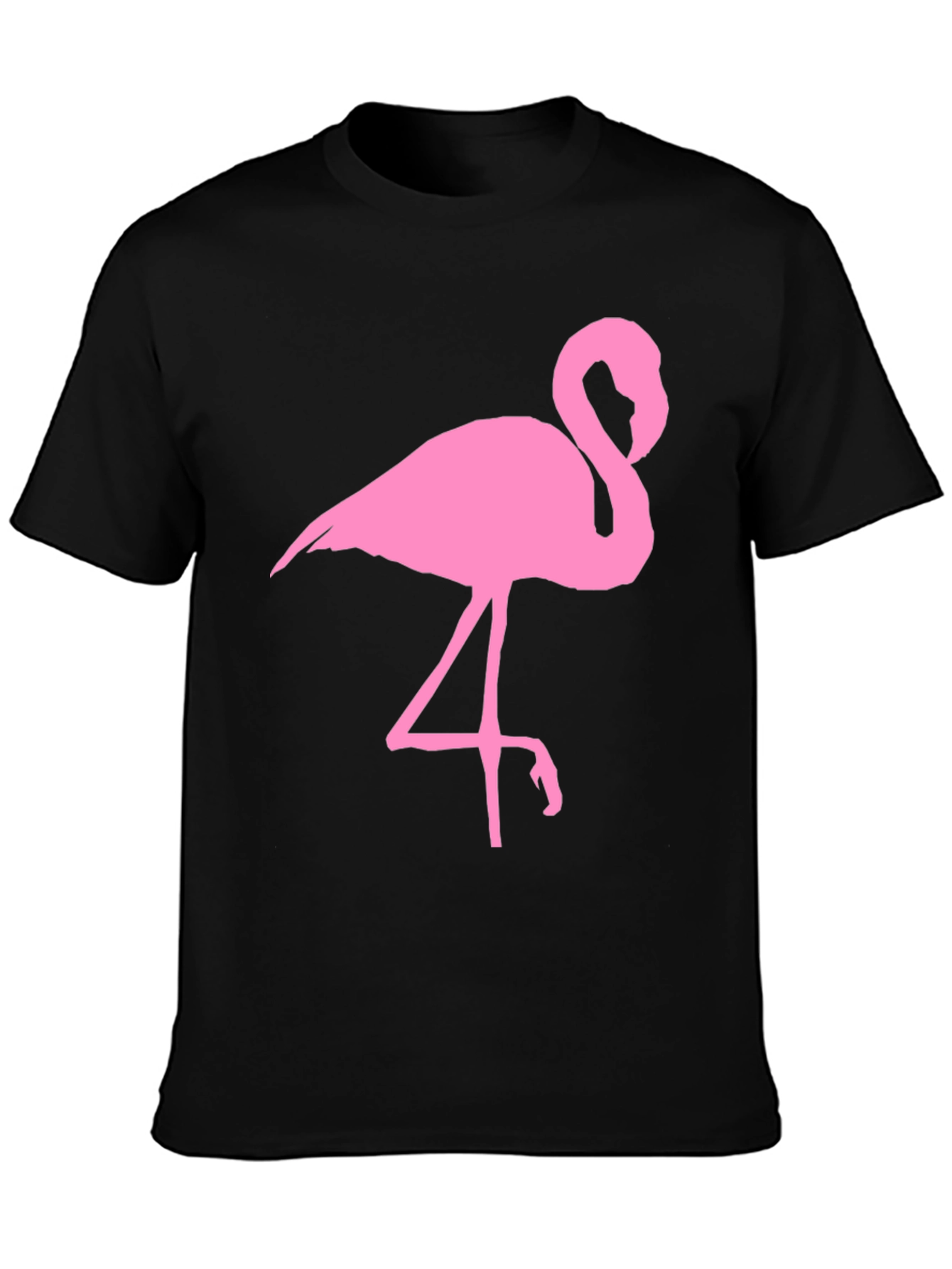 Pink Flamingo Graphic Tee - Black Cotton T-Shirt