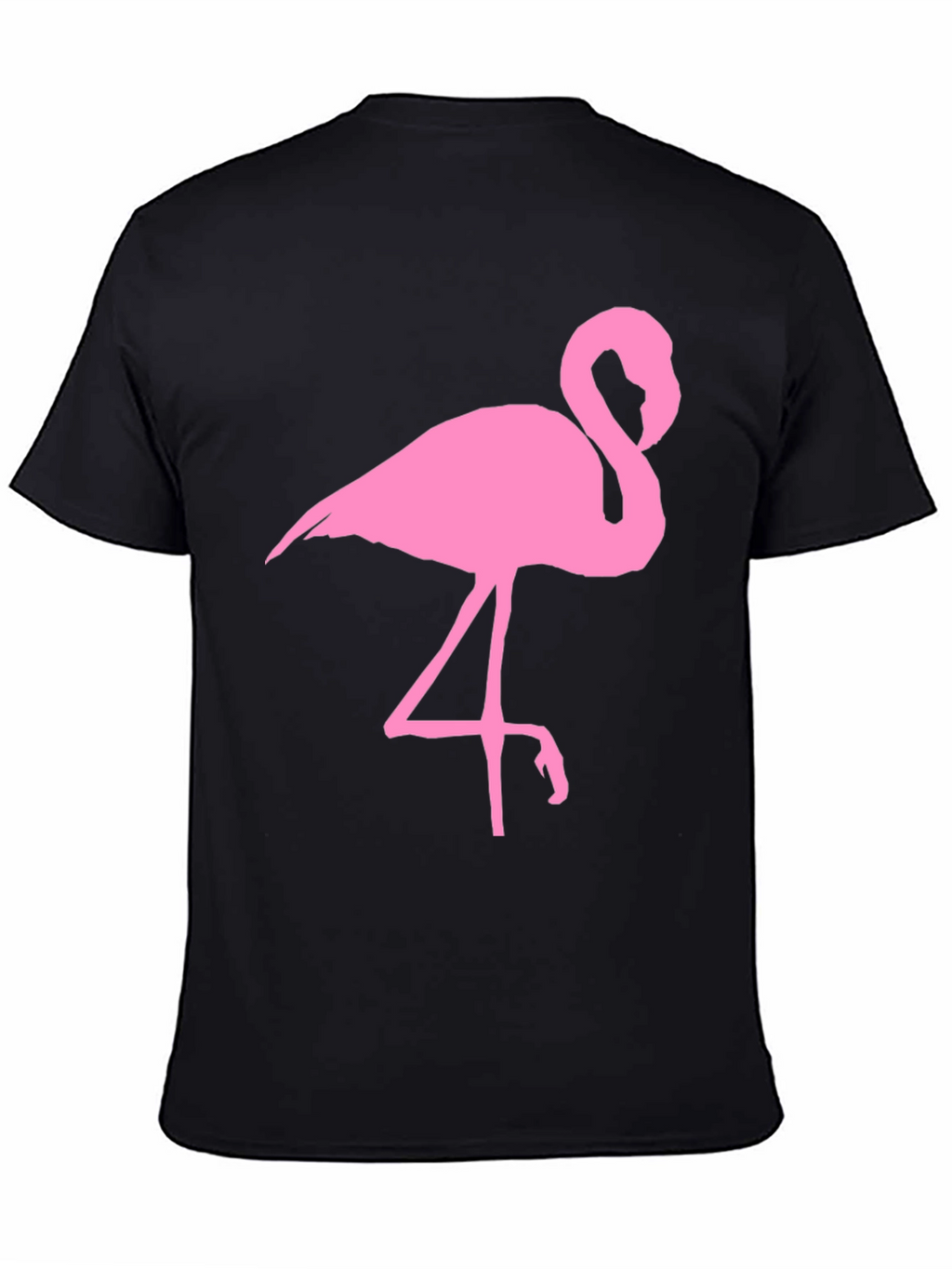 Pink Flamingo Graphic Tee - Black Cotton T-Shirt