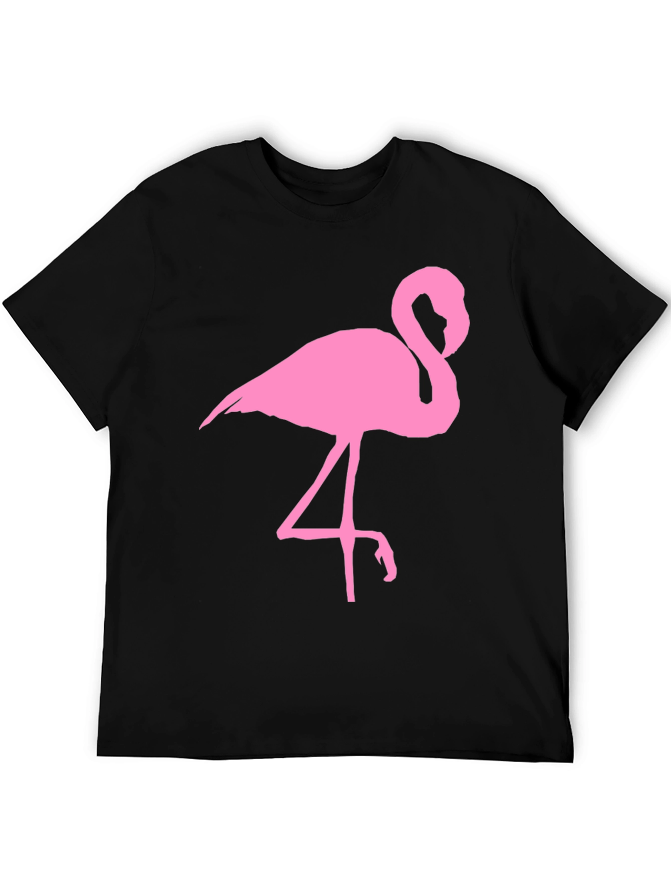 Pink Flamingo Graphic Tee - Black Cotton T-Shirt
