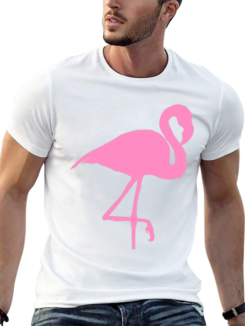Pink Flamingo Graphic Tee - Black Cotton T-Shirt