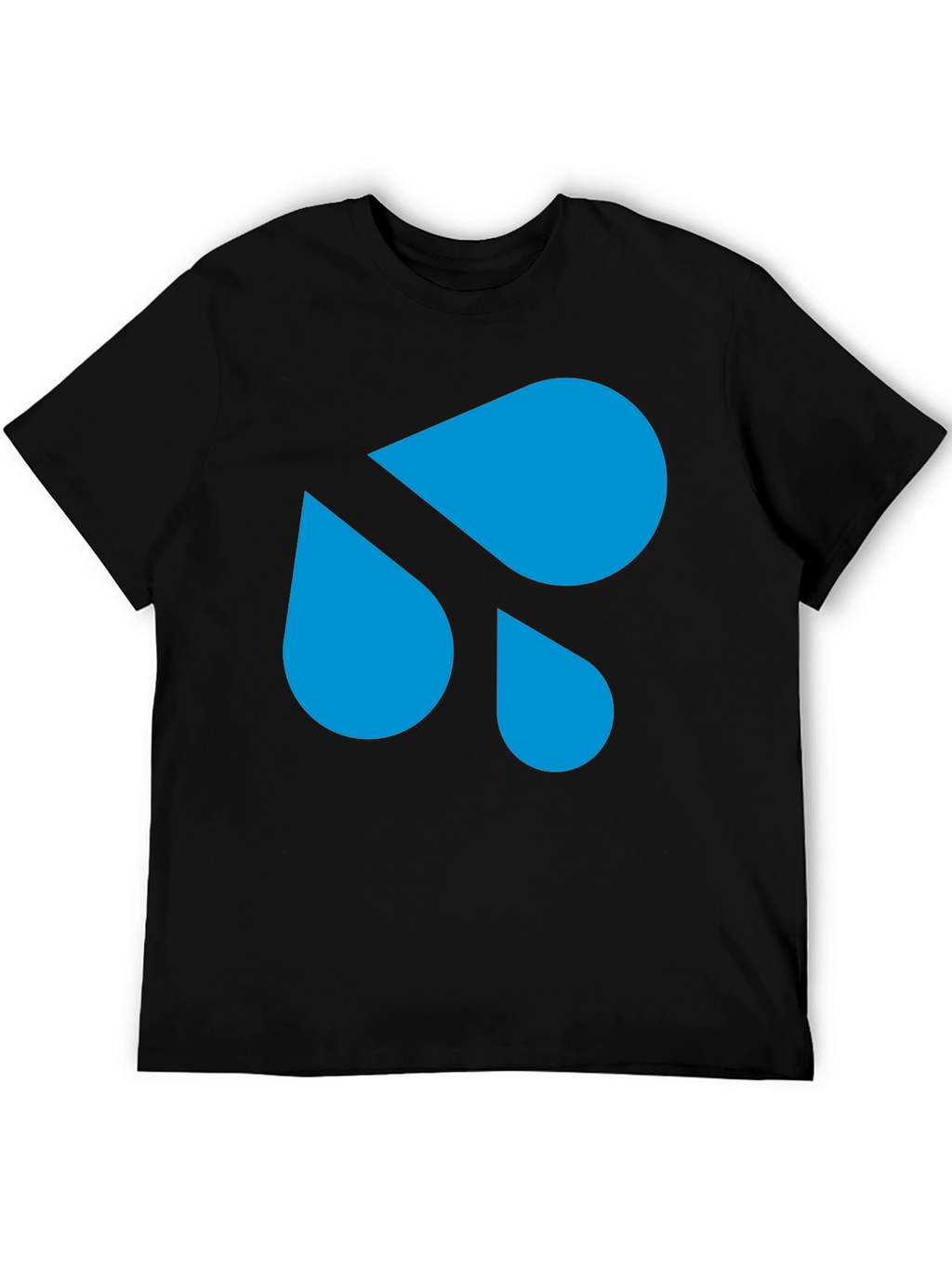 Modern Blue Droplet Design Black T-Shirt