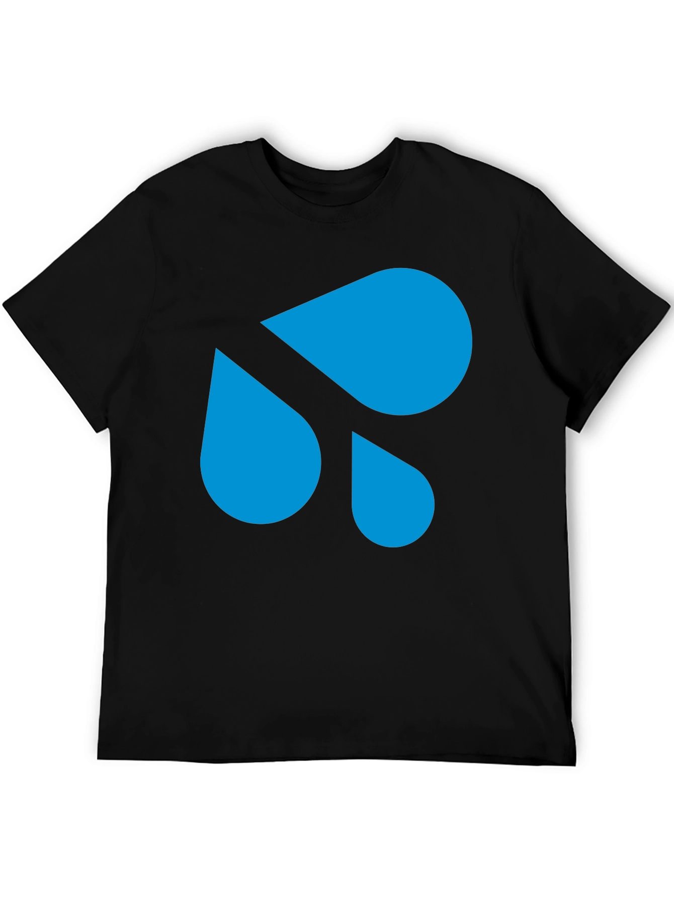 Modern Blue Droplet Design Black T-Shirt