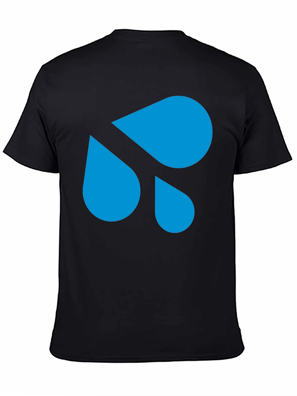 Modern Blue Droplet Design Black T-Shirt