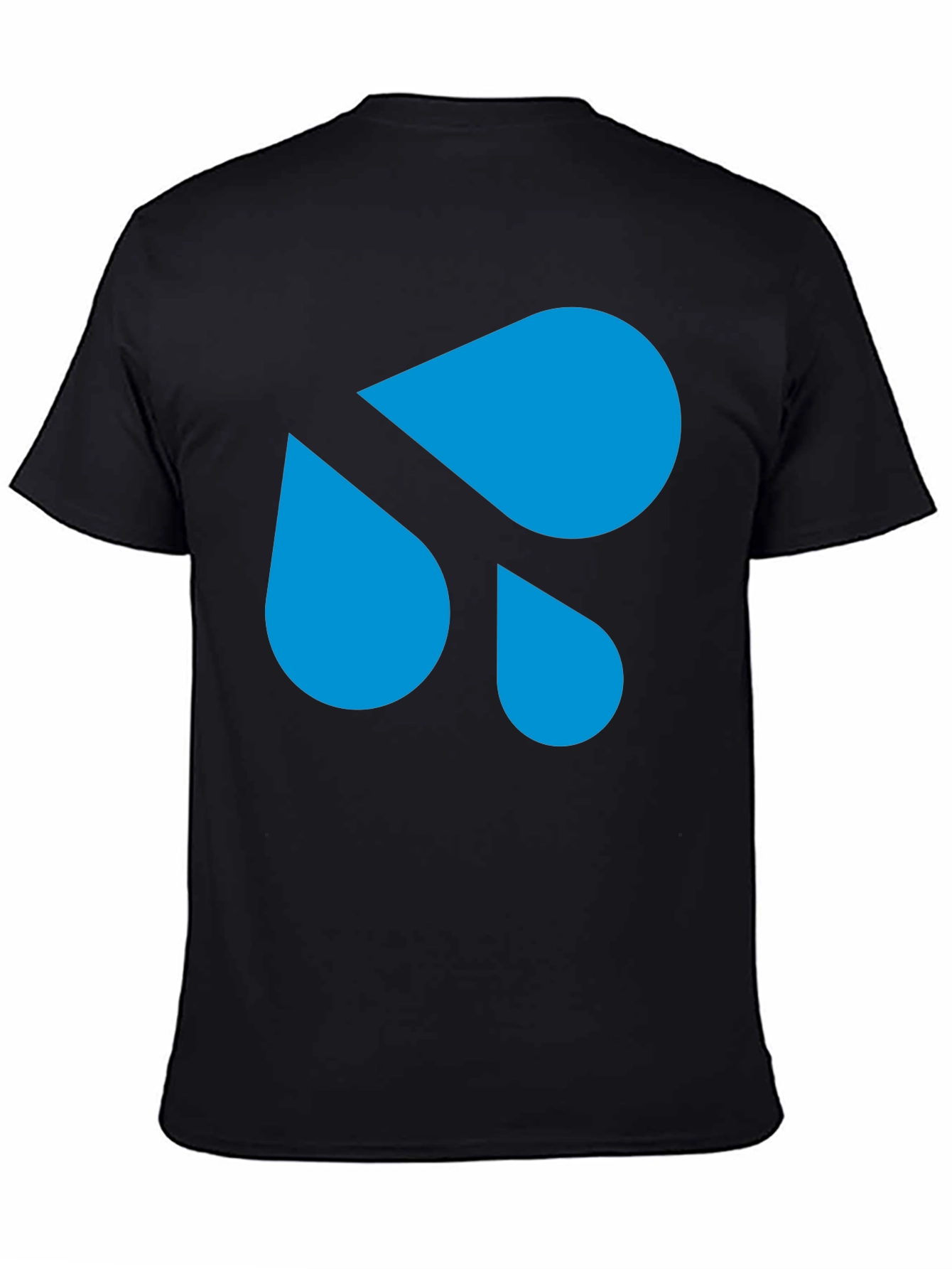 Modern Blue Droplet Design Black T-Shirt